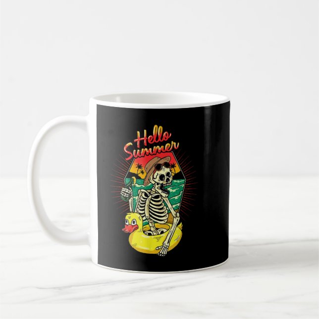 Caneca De Café Summer Vibes Skeleton Funny Skeleton Em Beach Suns (Esquerda)