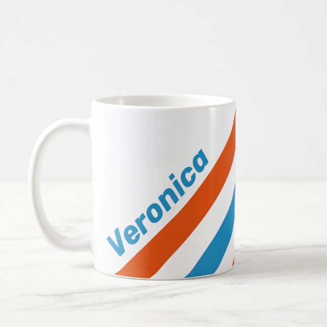 Caneca De Café Summertime Nostalgic Stripes with Name (Esquerda)