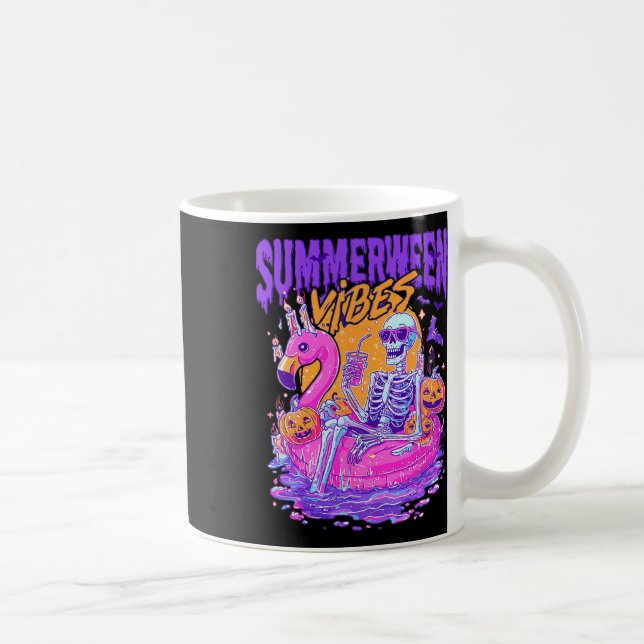 Caneca De Café Summerween Skeleton Spooky Summer Beach Skelly Hal (Direita)