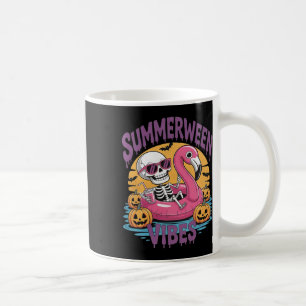 Caneca De Café Summerween Vibes Skeleton Flamingo Spooky Hallowee