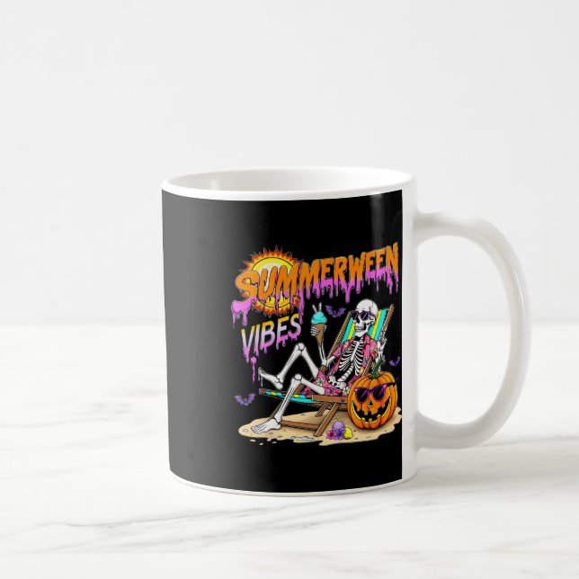 Caneca De Café Summerween Vibes Skeleton Pumpkin Férias Spooky (Direita)