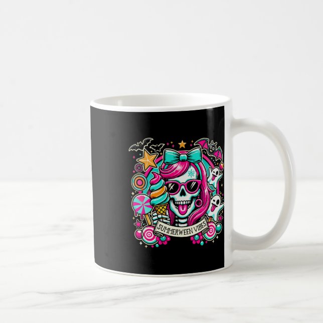 Caneca De Café Summerween Vibes Skeleton Spooky Vacation Hallowee (Direita)