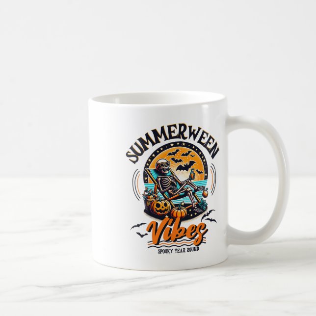 Caneca De Café Summerwin Skeleton Spookie Ano No Verão, Hallo (Direita)