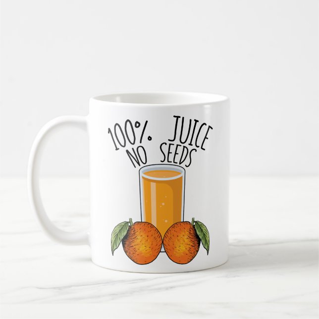 Caneca De Café Sumo 100% Sem Sementes Laranja Presente de Vasecto (Esquerda)