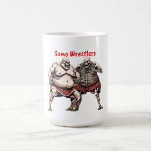 Caneca De Café Sumo Skeleton Wrestlers Em Ação