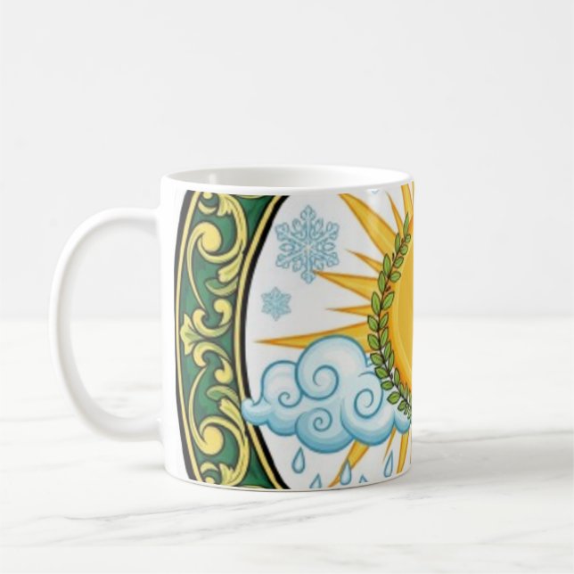 Caneca De Café Sun and Rain Nature Cycle Botanical Emblem ART (Esquerda)