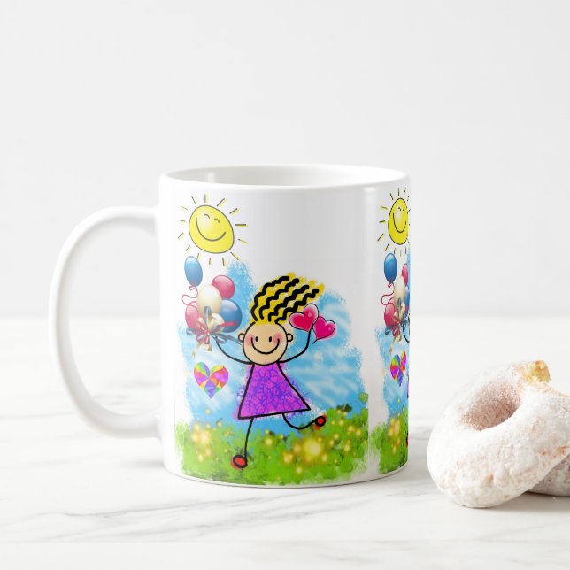 Caneca De Café Sun Balloons Floral Mug (Com Donut)