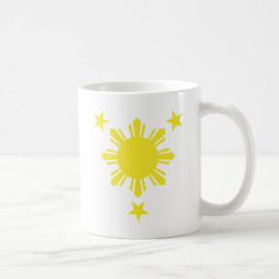 Caneca De Café Sun básico filipino e estrelas - amarelo