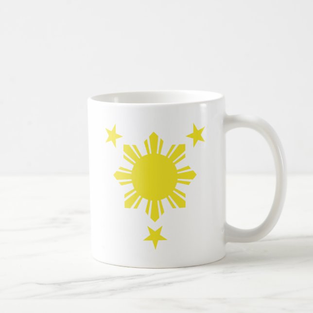 Caneca De Café Sun básico filipino e estrelas - amarelo (Direita)