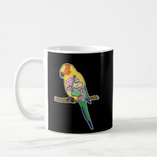 Caneca De Café Sun Conure - Anatomia do papagaio de uma conspiraç
