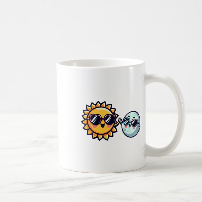 Caneca De Café Sun Moon Friends Total Eclipse Solar 2024 Boys Gir (Direita)