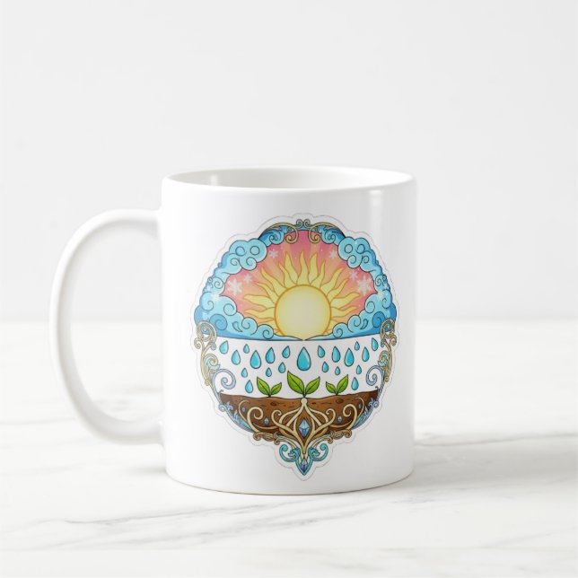 Caneca De Café Sun Rain Growth Nature Symbol Illustration design  (Esquerda)