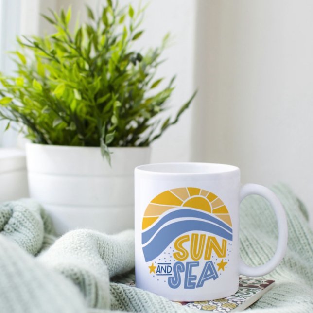 Caneca De Café Sun, Sea e Summer Beach (Criador carregado)