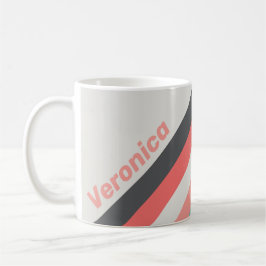 Caneca De Café Sunbleached Coral Stripes with Name