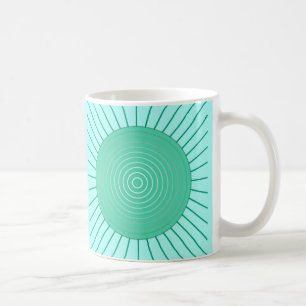 Caneca De Café Sunburst Geométrico Moderno - Aqua e Seafoam Gree