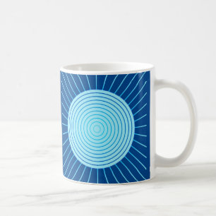 Caneca De Café Sunburst Geométrico Moderno - Azul Cobalto e Aqua
