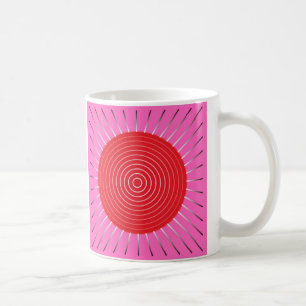Caneca De Café Sunburst Geométrico Moderno - Fuchsia e Vermelho