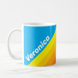 Caneca De Café Sunburst Sea Stripes with Name