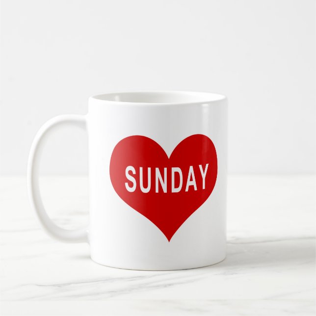 Caneca De Café SUNDAY Red Love Heart (Esquerda)