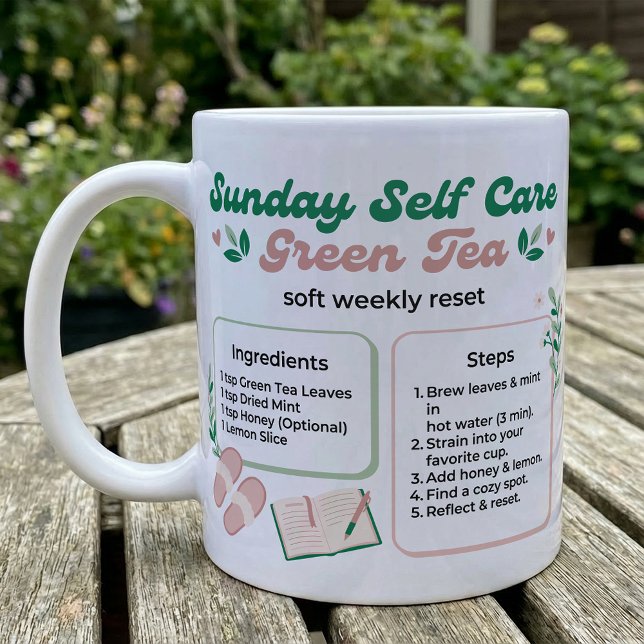 Caneca De Café Sunday Reset Green Tea Calm Ritual (Criador carregado)