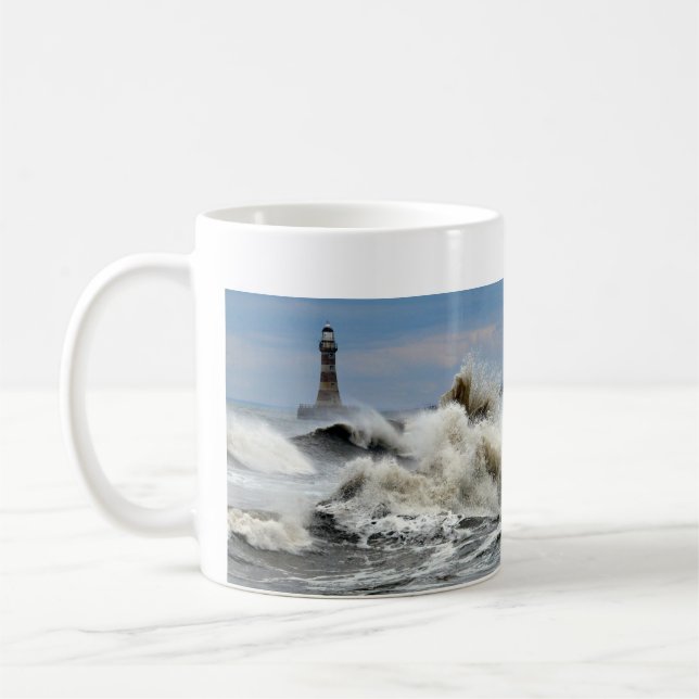 Caneca De Café Sunderland - cais & farol de Roker (Esquerda)