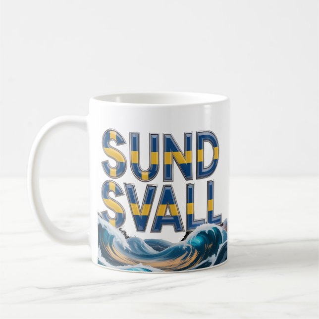 Caneca De Café Sundsvall Artistic Ocean Waves Ceramic Mug (Esquerda)