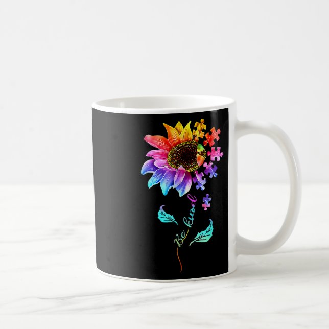 Caneca De Café Sunflower Be Kind Quebra-cabeça Piece Autismo Sens (Direita)