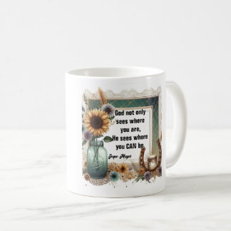 Caneca De Café Sunflower Boot Mug, "God Sees Where You Can Be"
