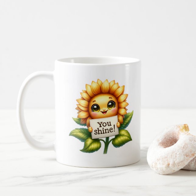 Caneca De Café Sunflower Cutie  (Com Donut)