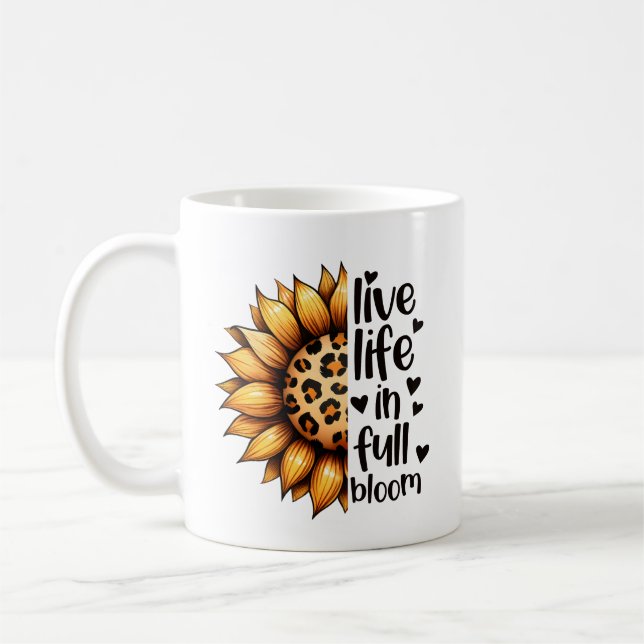 Caneca De Café Sunflower Live Life Personalizado (Esquerda)