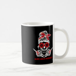 Caneca De Café Sunflower Messin Skull Red Ribbon Cancer sanguíneo