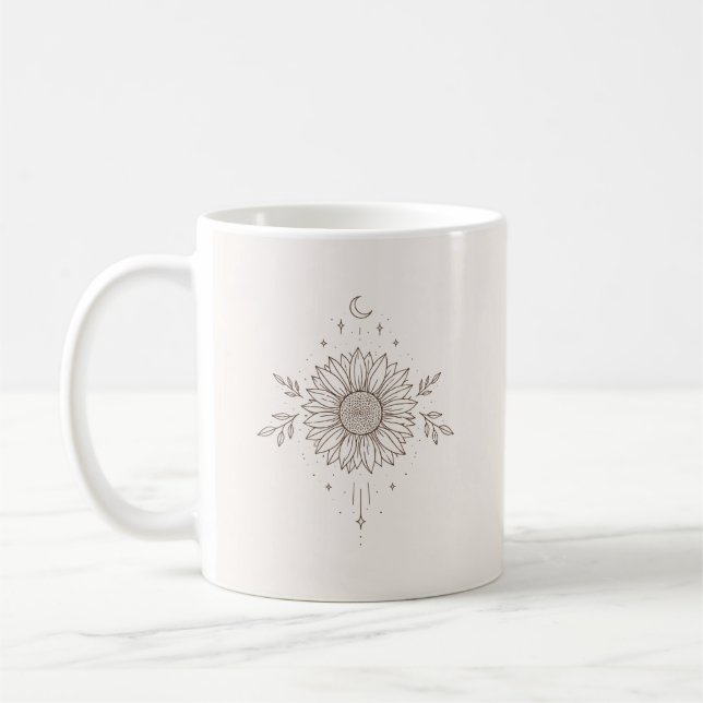 Caneca De Café Sunflower Moon Line Art (Esquerda)