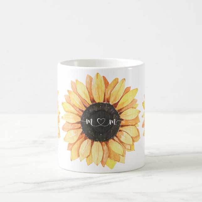 Caneca De Café Sunflower Script Mãe (Centro)