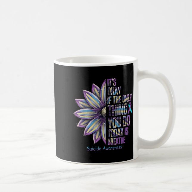 Caneca De Café Sunflower Suicide Prevention Awareness Week Teal P (Direita)