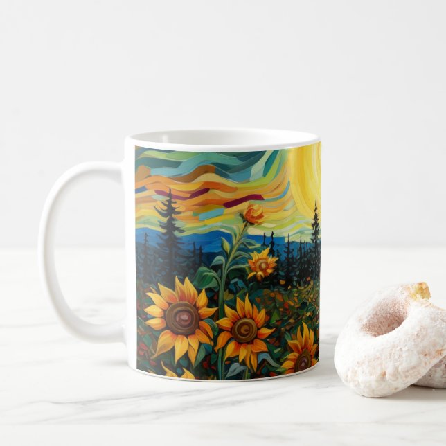 Caneca De Café Sunflowers (Com Donut)