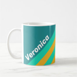 Caneca De Café Sunlit Seas Stripes with Name