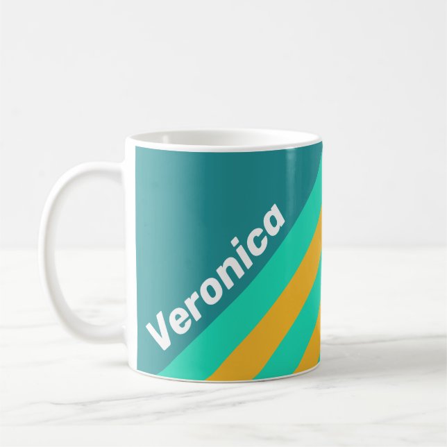Caneca De Café Sunlit Seas Stripes with Name (Esquerda)