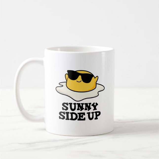 Caneca De Café Sunny Side Up Engraçado Fritado Ovo Pun (Esquerda)