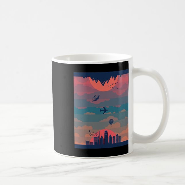 Caneca De Café Sunrise — Ciclo Sunset Da Terra Do Dia E Da Noite  (Direita)