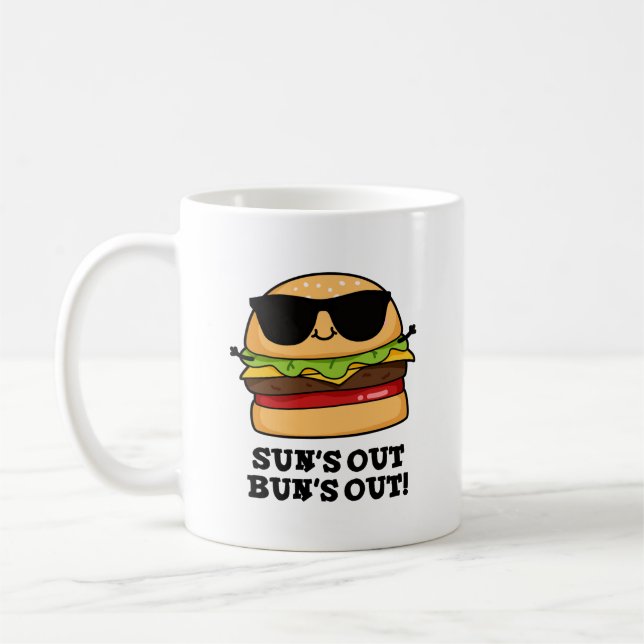 Caneca De Café Sun's Out Bun's Out Funny Summer Burger Pun (Esquerda)
