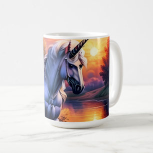 Caneca De Café Sunset Lake River Unicorn Seven