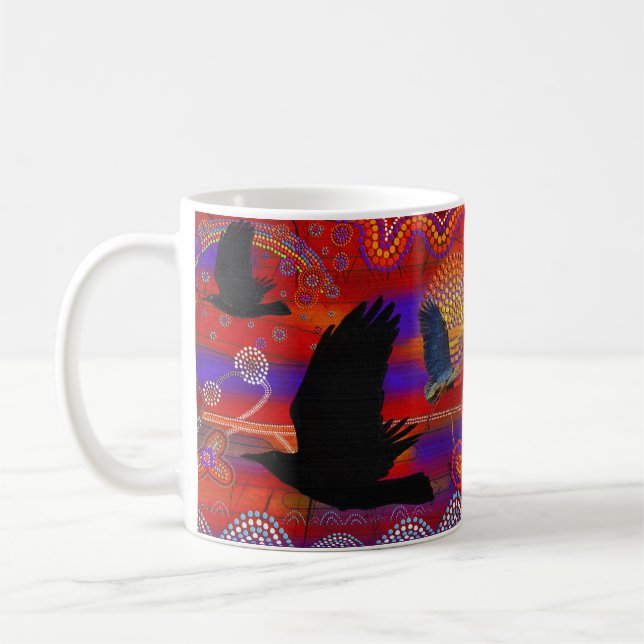 Caneca De Café Sunset no lago Wendouree Arte aborígena australian (Esquerda)