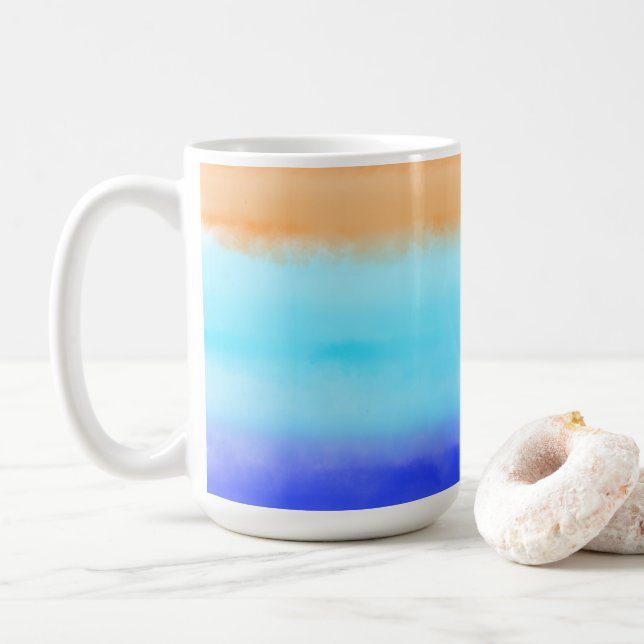 Caneca De Café Sunset no oceano Abstrato art Ombre (Com Donut)