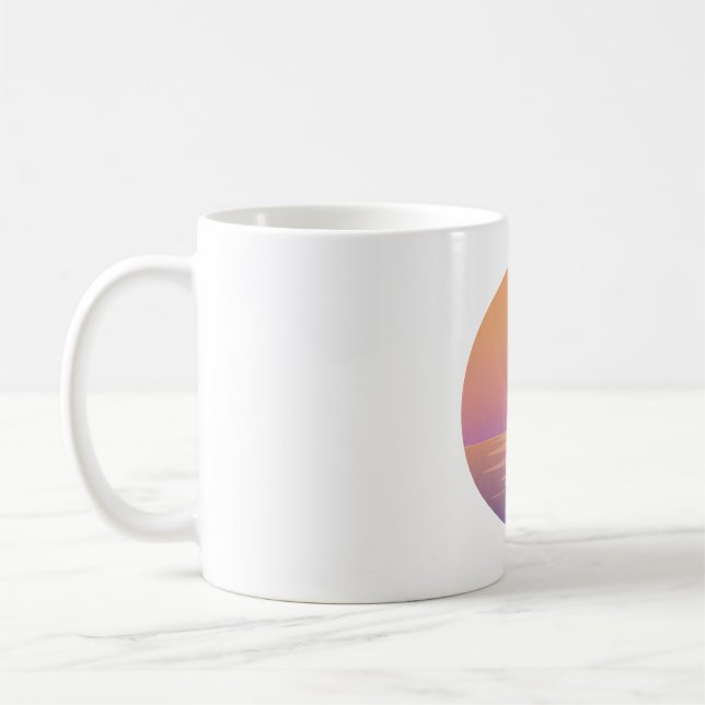 Caneca De Café Sunset Ocean Minimalist Mug – Hand-Drawn Summer (Esquerda)