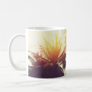Caneca De Café Sunset tropical: Palm Silhouette Vintage
