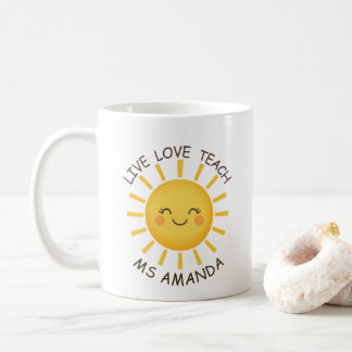 Caneca De Café Sunshine Live Love Teach Personalized Teacher