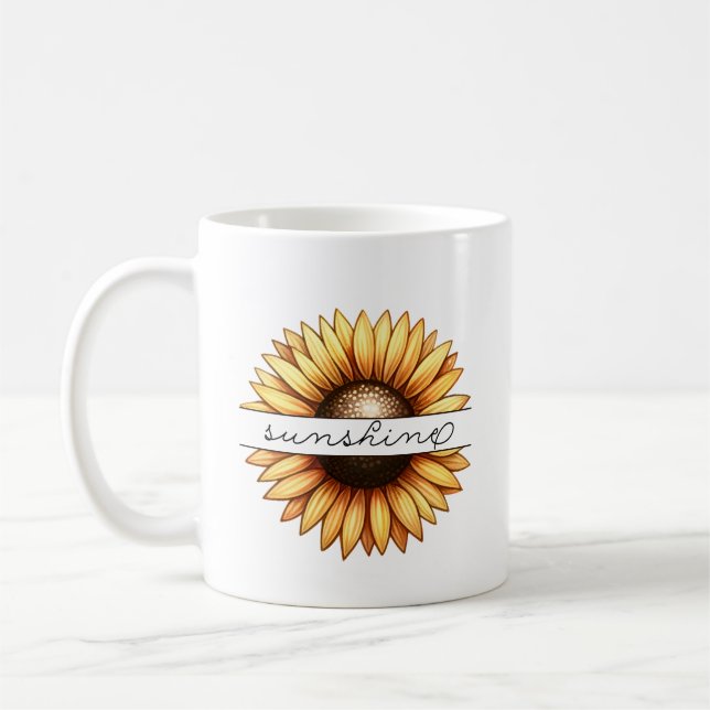 Caneca De Café Sunshine Sunflower Personalizado (Esquerda)