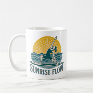 Caneca De Café SUP Nascer do Sol Fluxo Paddleboard Yoga Gráfico