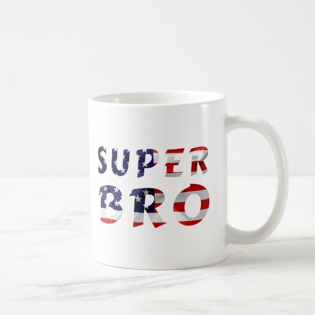 Caneca De Café Super Bro e a bandeira americana (Direita)