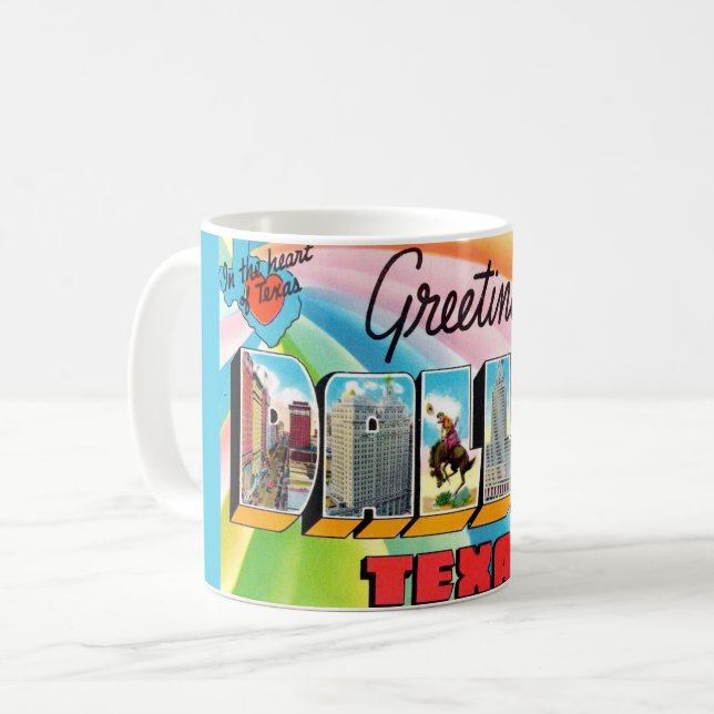 Caneca De Café Super Colorido Dallas Texas (Frente Esquerda)